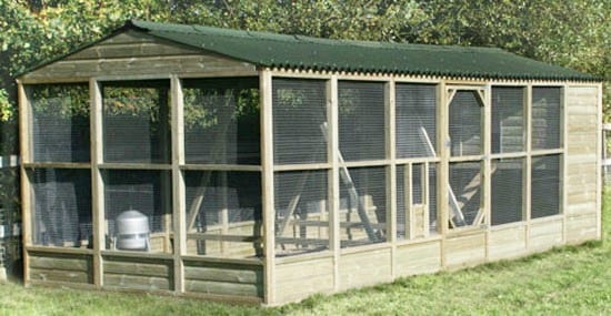 Large chicken coop with enclosed fixed run