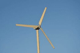 Image shows a horizontal axis turbine.